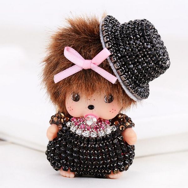

Monchichi Keychain Girl подарок Monchhichi Crystal Fur Ball Брелок Симпатичные Брелок Пом Пом Женщины Бр