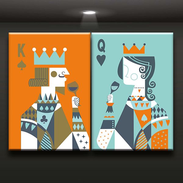 Combination King And Queen Poker Canvas Printed Painting For Living Room Bedroom Wall Decor Art Canada 2019 From Asenart Cad 8 89 Dhgate Canada