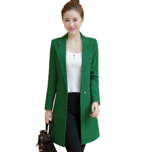 

womens long sleeve blazer suit coat office work ladies jacket fashion mid-length plus size autumn solid color r488 women's suits & blaz, White;black