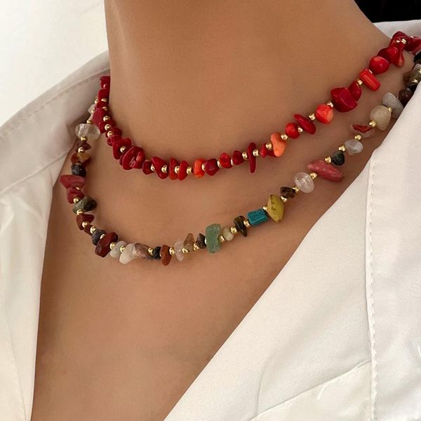 

chains lrregular natural turquoise crystal stone handmade beading choker necklaces for women bohemia fashion summer jewelry gift, Silver