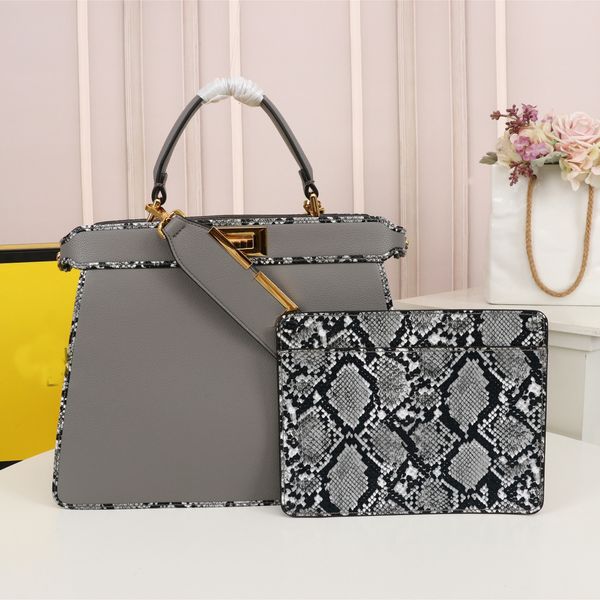 

2021 designer famous brand snake decorative edge messenger bag large capacity women handbag urban business two-piece set