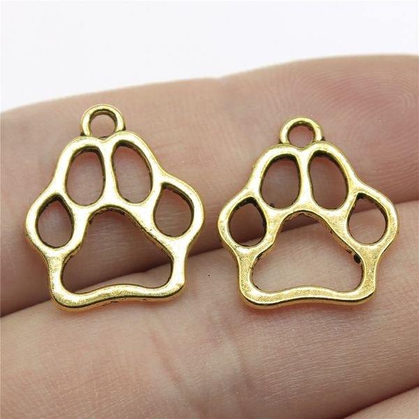 Encantos Cão Paw Antique Pingentes, Vintage Tibetan Silver Jewelry, Diy Jóias Acessórios para Pulseira Colar 19x17mm