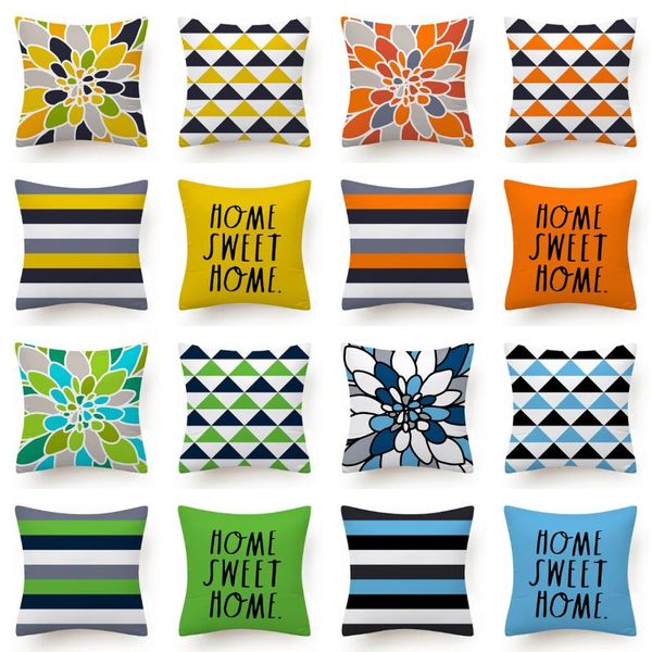 

creative yellow orange green blue nordic geometry cushion covers polyester sofa couch throw pillows decorative case cushion/decorative pillo