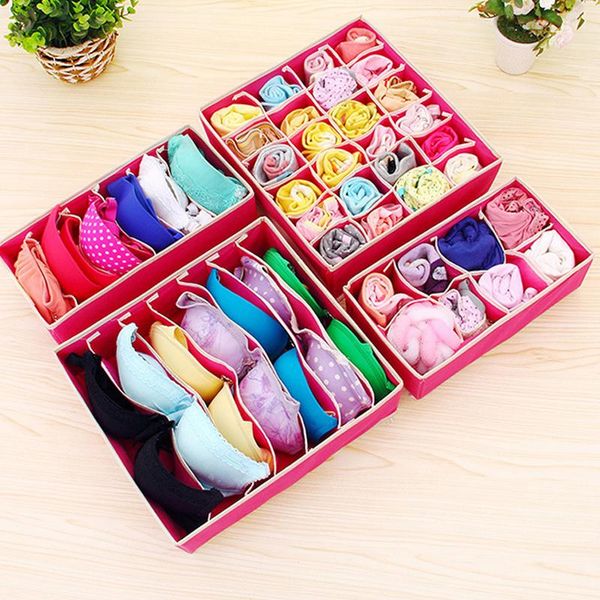 

storage boxes & bins 4pcs/set drawer closet organizers for underwear bra home non-woven scarfs socks organizer box