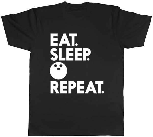 

eat sleep bowling repeat mens womens ladies t-shirt, White;black