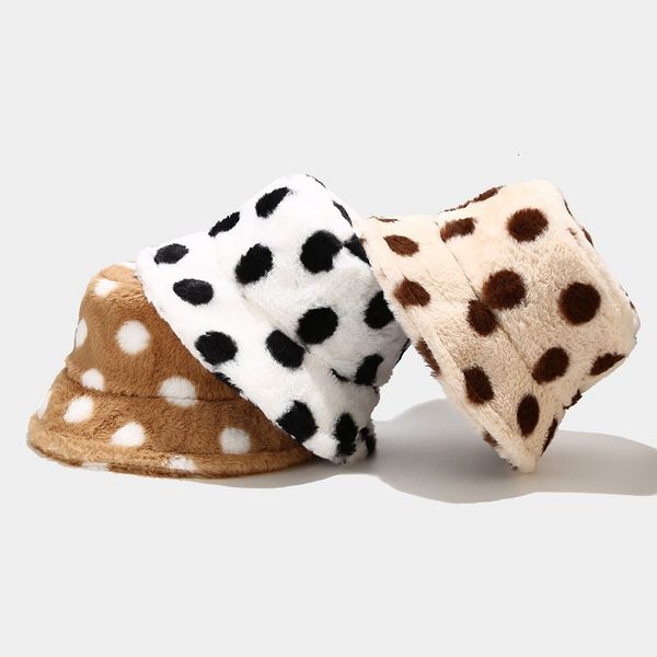 

winter net red dot fisherman's hat fashion film outdoor travel versatile plush warm basin hat art sunshade hat