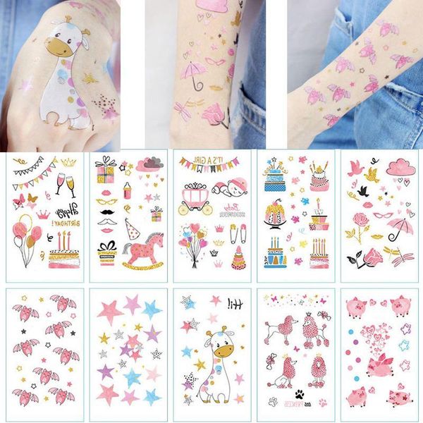 

10pcs waterproof temporary tattoo sticker pink princess dream children kids fake tatoo girl tatto hand foot art tattoos1