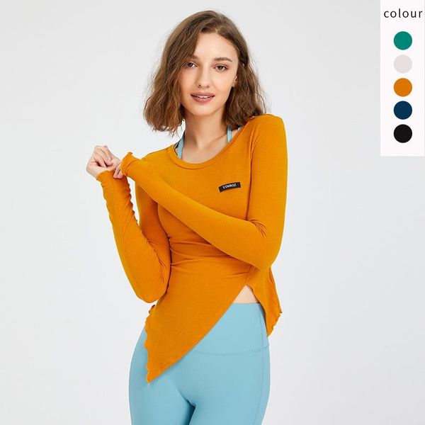 

yoga outfit 5 colors long sleeved shirts women tight fit fitness clothes breathable skin-friendly running training quick dry sports top
