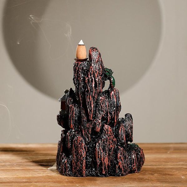 

fragrance lamps backflow incense cone burner resin xiang holder with led light & 20 mountain ornament for home lote88