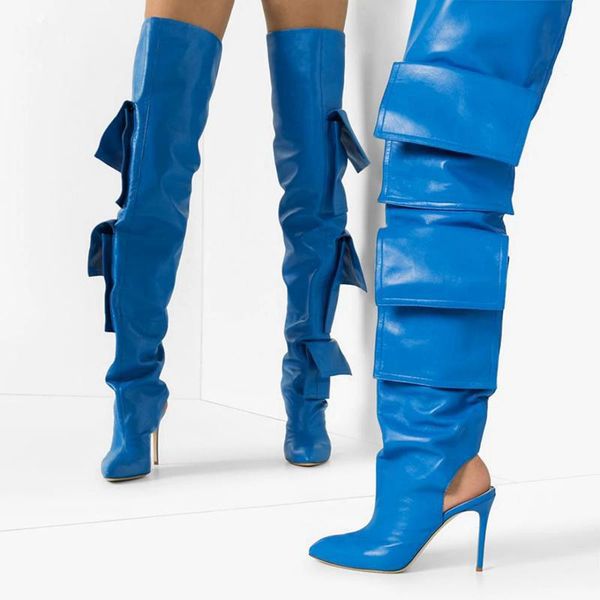 

boots stunning2021 pointed fashion pocket leather stitching thin heel high women's shoes, Black