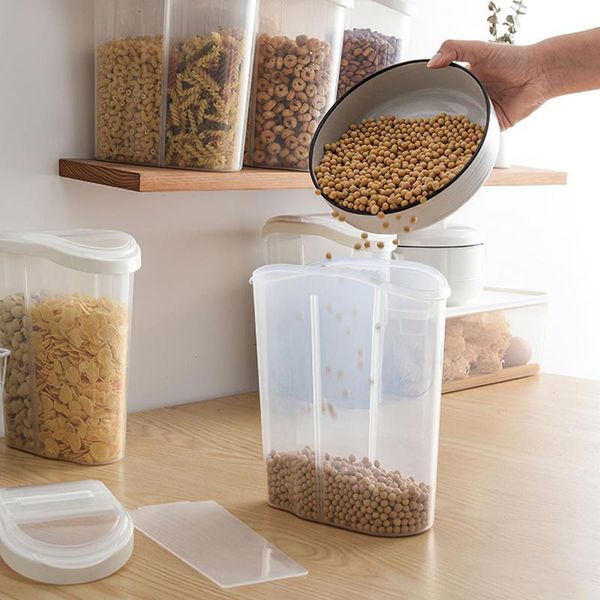 

storage bottles & jars 2.5l plastic separated seal grains cereals boxes kitchen large transparent tanks