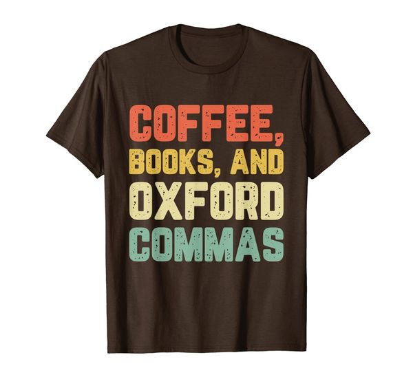 

coffee books and oxford commas vintage t-shirt, White;black