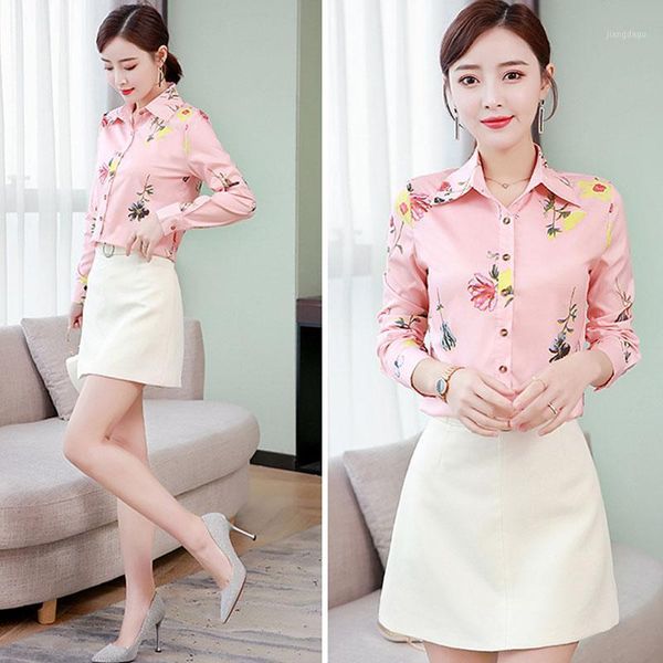 

nice women shirt long sleeve spring autumn fashion blouses floral print blouse casual chiffon shirts plus size 5xl women's &, White