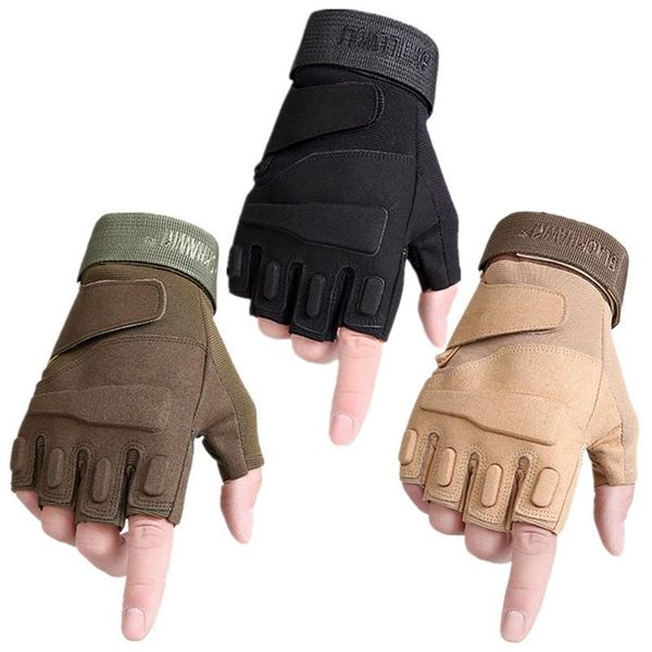 

cycling gloves tactical fingerless military army shooting paintball bicycle motorcross combat hard knuckle half finger, Black