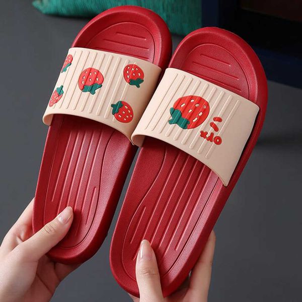 

summer slide slippers cartoon fruit thick bottom beach casual non-slip bathroom sandals girl shoes zapatillas mujer qq642 210625, Black