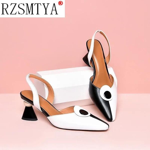 

sandals pointed women 2021 spring summer mid heel hollow shoes fashion women's obuv zapatos mujer size 41, Black