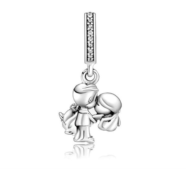 

fits pandora bracelets 30pcs boy & girl lover dangle pendant charms beads silver charms bead for women diy european necklace jewelry, Black