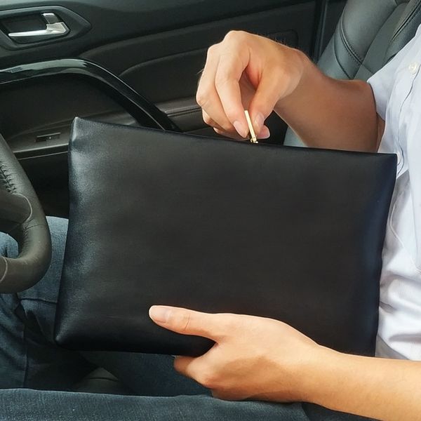 

hand bag 2021 leather men's handbag business leisure large capacity envelope, Red;black