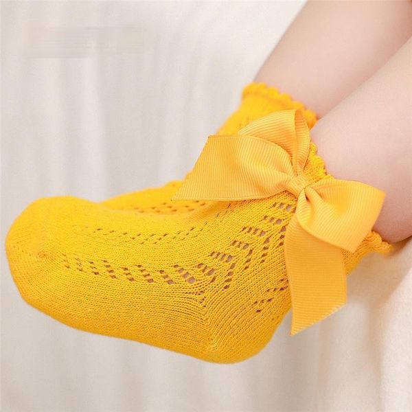 

summer mesh born baby girls socks fashion bow thin for infant clothes accessories white red color 2021, Pink;yellow
