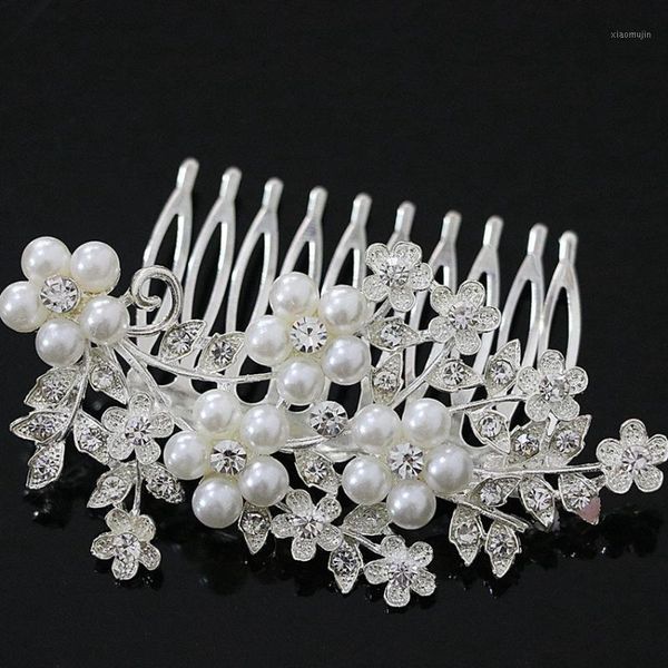 

hair clips & barrettes fashion 14 type bride hairpins faux pearl flower wedding crystal rhinestone combs clip hairdress headband tiara b1266, Golden;silver