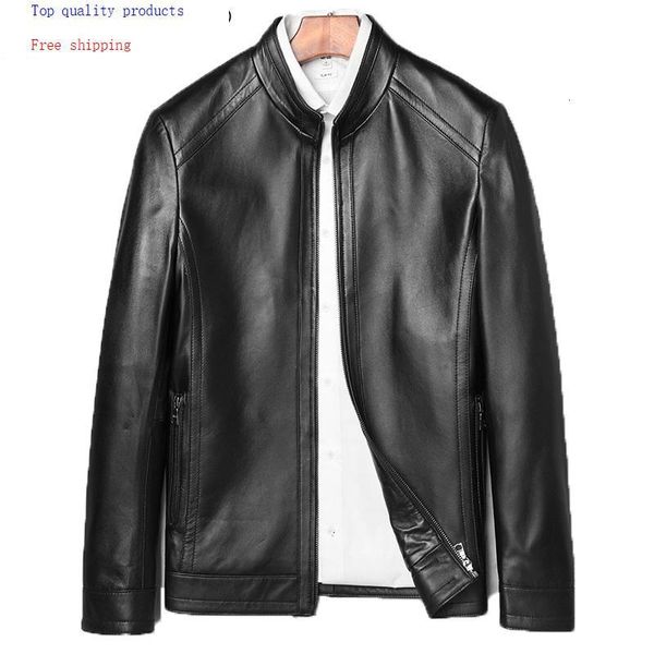 

men's leather & faux jacket 2021 genuine men real sheepskin coat bomber chaqueta cuero hombre 71d1702 kj2109, Black