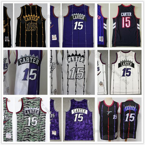 

retro mitchell ness jersey basketball vince 15 carter jerseys stitched white blue black 98-99, Black;red