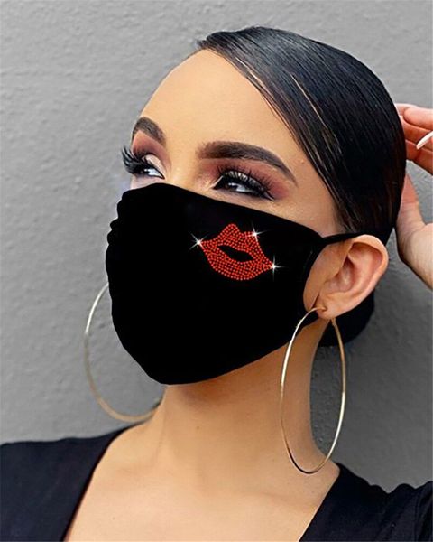 

2021 rhinestone red lip mask jewelry mask yx1283