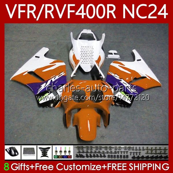 Bodywork Orange Roxo Kit para Honda RVF VFR 400 VFR400 R 400RR 1987-1988 Bodys 78No.185 VFR400R VFR400RR NC24 V4 87 88 RVF400R VFR 400R RVF400 R 1987 1988 Fairings de Moto