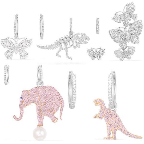 

kakany 2021 fashion 1:1 high-quality dinosaur elephant butterfly earrings collection female original charm jewelry stud, Golden;silver