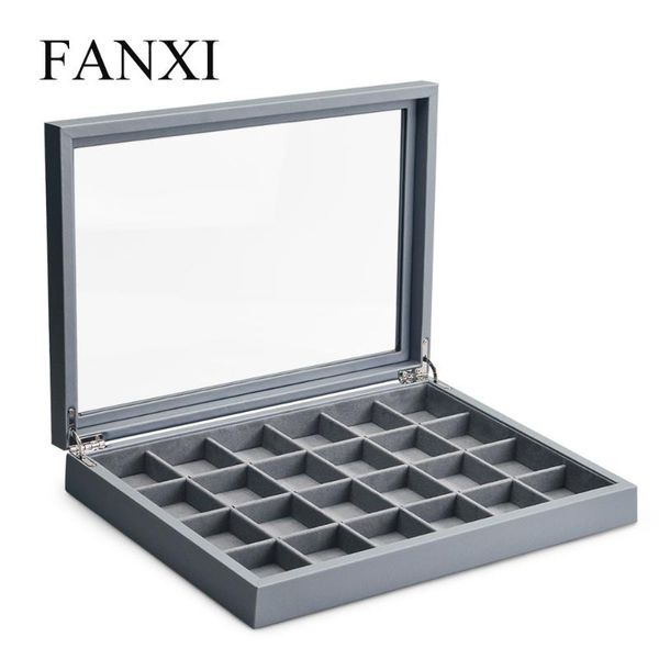 

jewelry pouches, bags fanxi ly leather organizer for ring necklace bangle with microfiber storage case display tray, Pink;blue
