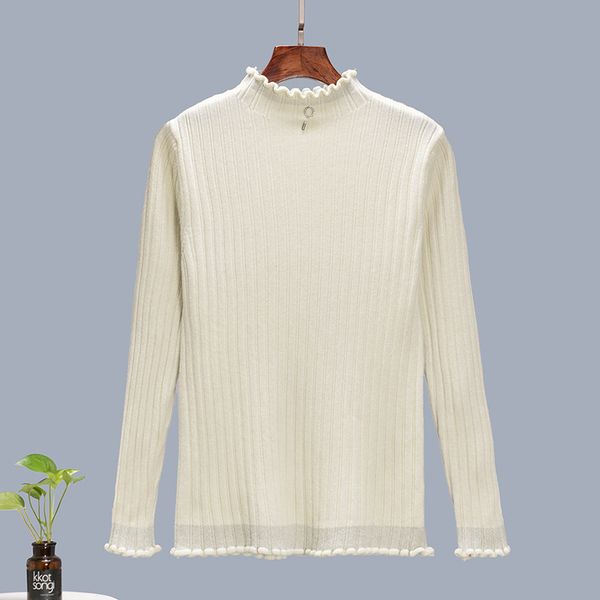 

turtleneck sweater bottoming shirt women's autumn winter warm soft with tight-fitting curl pullovers women 210420, White;black