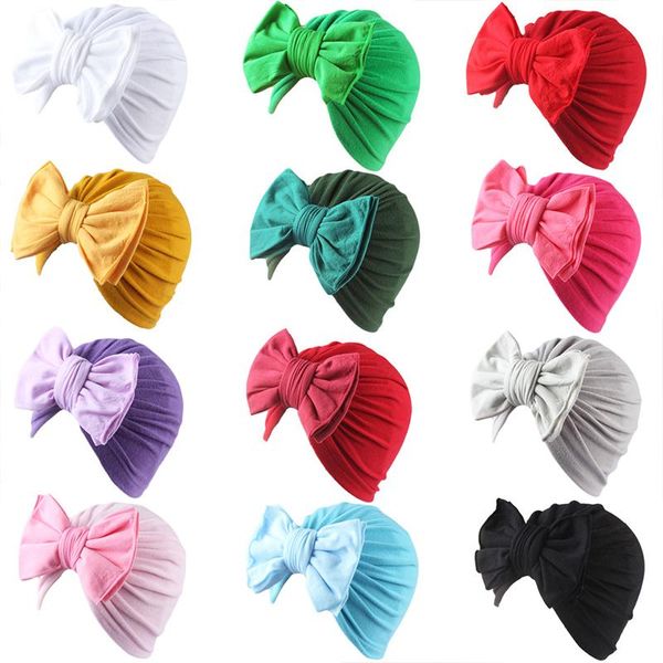

caps & hats big bowknot baby hat turban soft cotton girls cap beanies born infant toddler bonnet, Yellow