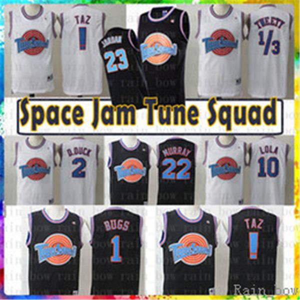 

taz 1/3 tweety tune squad space 2 jam 1 bugs bunny movie jersey michael 23 jd 22 bill murray 10 lola 2 d.duck basketball jersey rcfv, Black