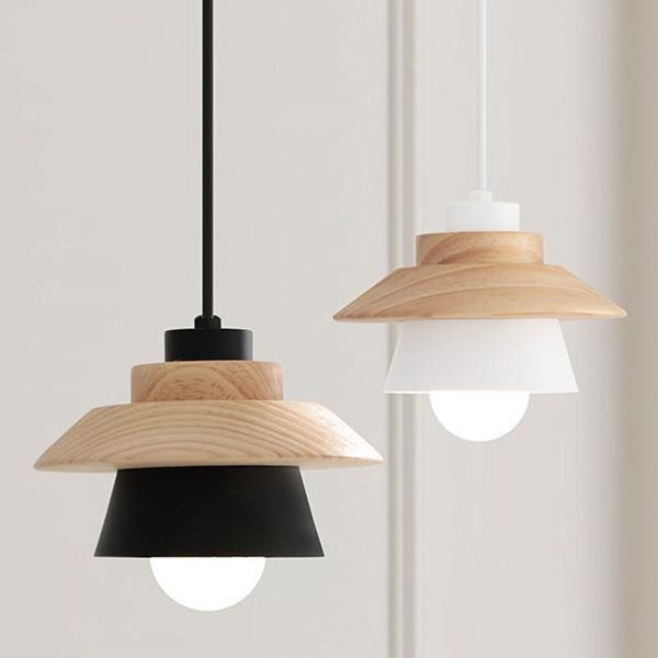 

modern wood hanging light e27 single-head white black metal lampshade chandelier lighting for study room bedroom fixture 547 pendant lamps