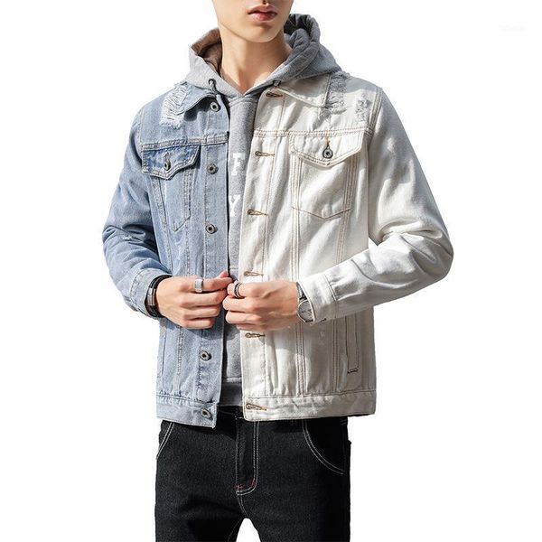 

men's jackets chaqueta mezclilla jeans masculino casacos casual de hombre multi-pocket color matching denim men, Black;brown
