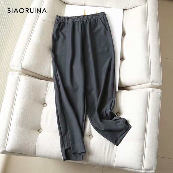 

women's 2021 autumn korean style retro high waist elastic loose all-match casual harem pants trousers & capris, Black;white