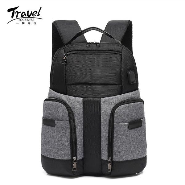 

backpack men's waterproof and wear-resistant nylon travel bag contrast color large-capacity business computer