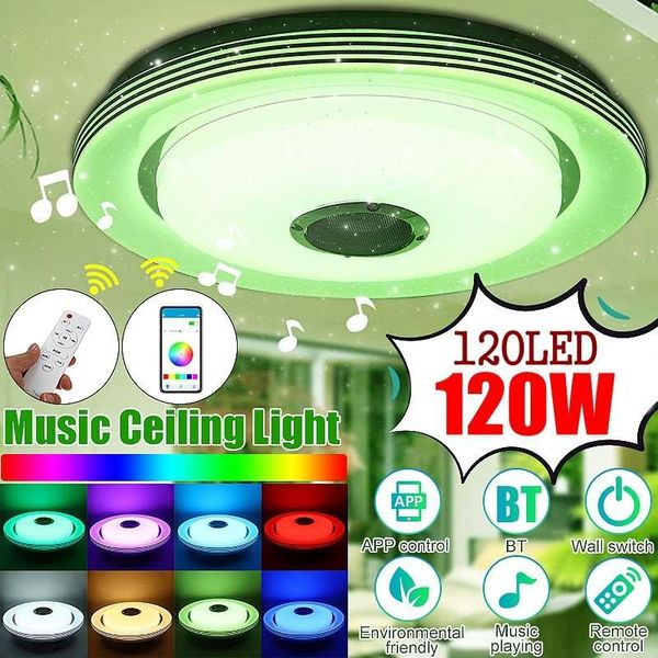 

ceiling lights 120led music light with bluetooth speaker 120w dimmable remote/app control ac110-220v 40cm smart round home lamp