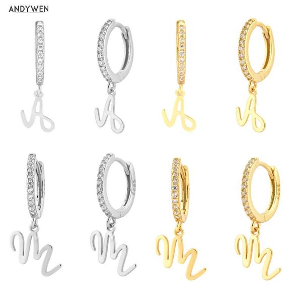 

dangle & chandelier andywen 925 sterling silver classic plain initial letter pendiente alphabet drop earring women fine jewelry clips weddin