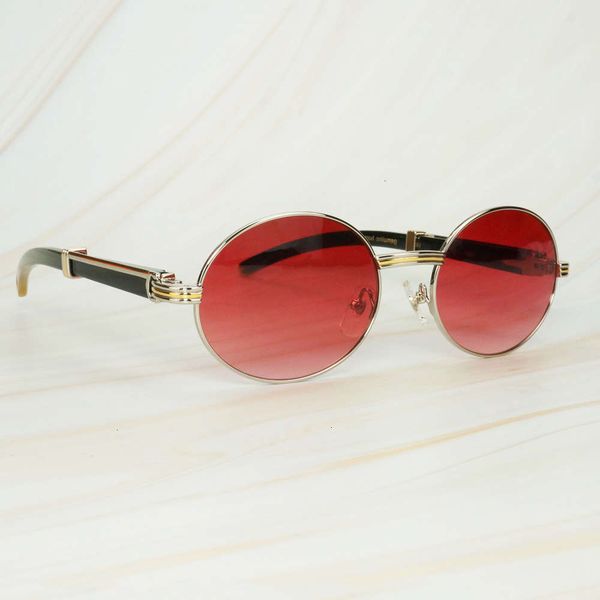 

ienbel retro computer buffalo horn men sunglasses trendy red men's reading glasses oval unique luxury shades for deco, Black