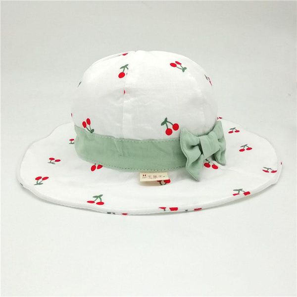 

caps & hats big brim children hat cartoon print fruit bow fisherman fashion seaside sunscreen student basin, Yellow