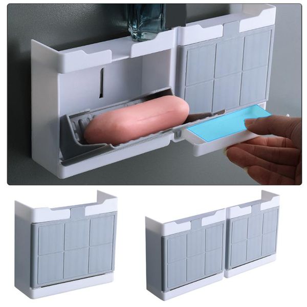 

soap dishes no drilling storage holder box wall mounted kitchen toilet for bathroom durable waterproof accessories adhesive easy clean