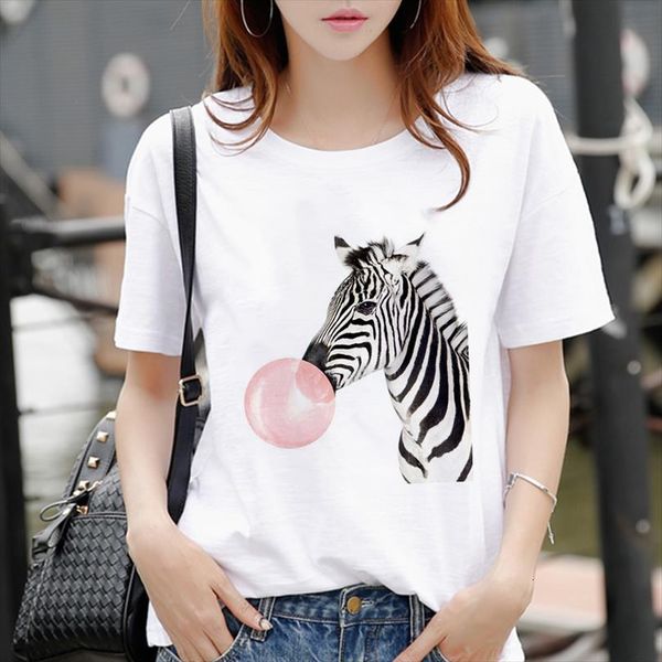

harajuku summer female bubble mens t shirt and women gum cute animal print aesthetic clothes fashion casual short sleeve, White;black