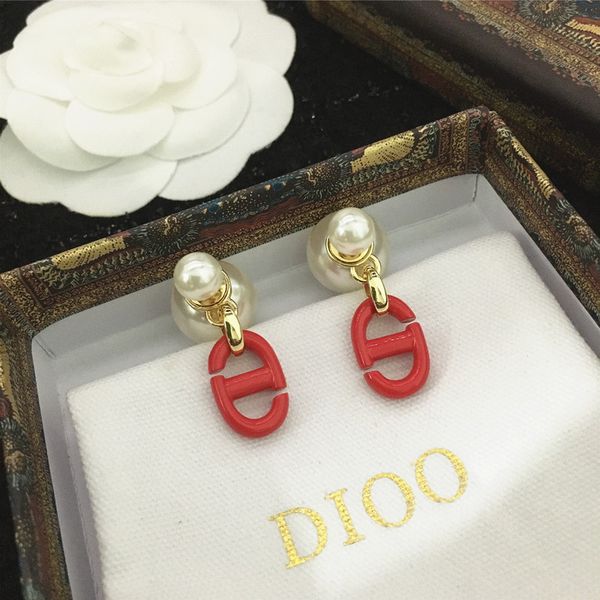 

special offer 70% off family earrings 2021 new fashion pearl fairy letter women's front and back pearl, Golden;silver