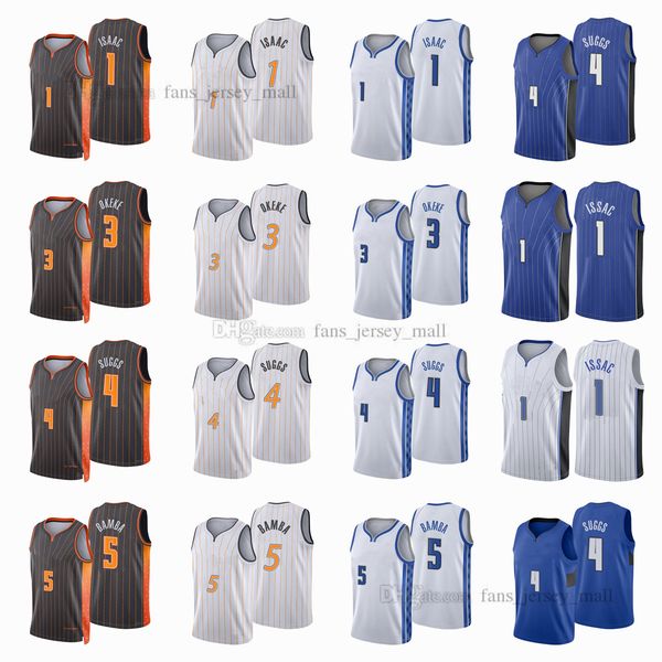

printed city basketball jerseys jonathan 1 isaac jalen 4 suggs mo 5 bamba chuma 3 okeke jersey color white blue black, Black;red