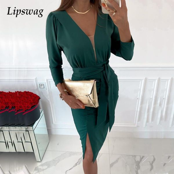 

casual dresses casual dresses women deep v neck hollow out spring slim ruch pleated bodycon party dress autumn solid elegant split vestido, Black;gray