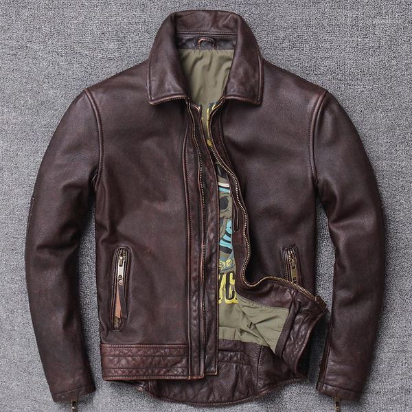 Homens de couro falso jaqueta genuína homens Davidsons Biker Top Gun 2021