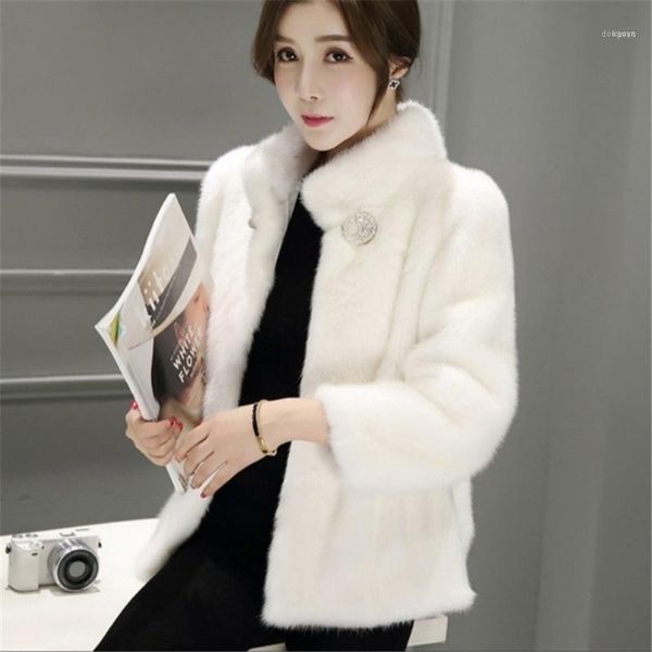 

winter imitation fur coats women fashion coat jacket short, Black