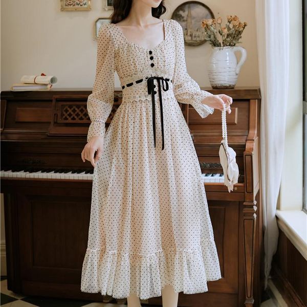 

casual dresses 2021 start of the spring ed as french princess cinched slimming long super mori, Black;gray