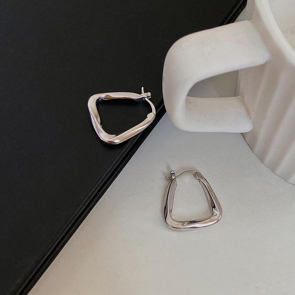 

hoop & huggie allme french retro irregular rhombus earrings for women female hollow geometric vintage minimalist jewelry, Golden;silver